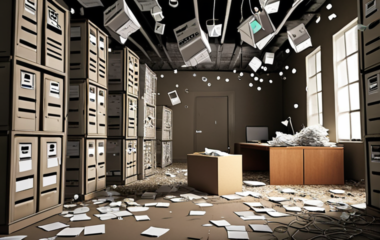 The Unseen Costs of Hidden Knowledge**
A chaotic, dimly lit office space where individual employees are trapped in personal "information silos" represented by transparent, oppressive cubes or bubbles. Disorganized stacks of papers, tangled wires, and frustrated expressions convey a sense of inefficiency and duplicated effort. A faint, muddy path leads nowhere, symbolizing the struggle to access critical information. The overall mood is one of stagnation and overwhelming fragmentation.
**