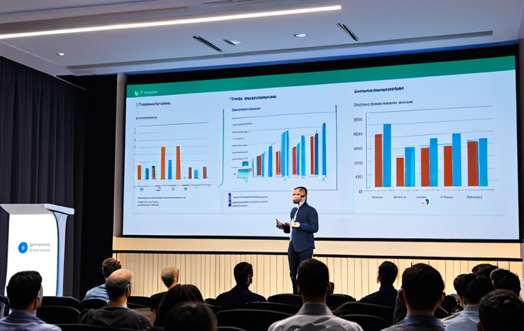 Expert Sharing Knowledge**

"A professional-looking individual, mid-30s, fully clothed in business casual attire, standing on a stage at a tech conference, presenting a slide with data charts, engaging with the audience, bright lighting, modern conference hall background, safe for work, appropriate content, perfect anatomy, natural proportions, professional presentation, modest clothing."

**